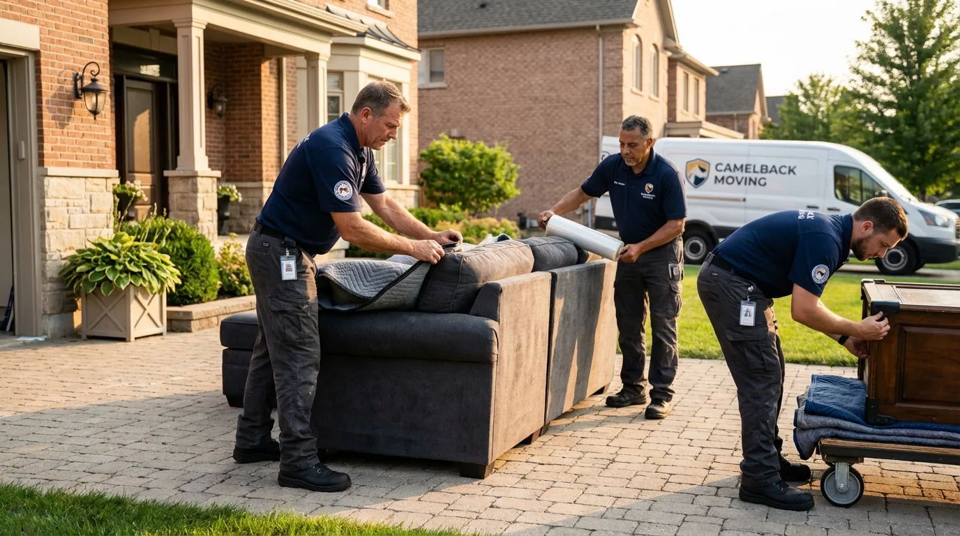 Large estate moving crew wrapping furniture in Pima, AZ
