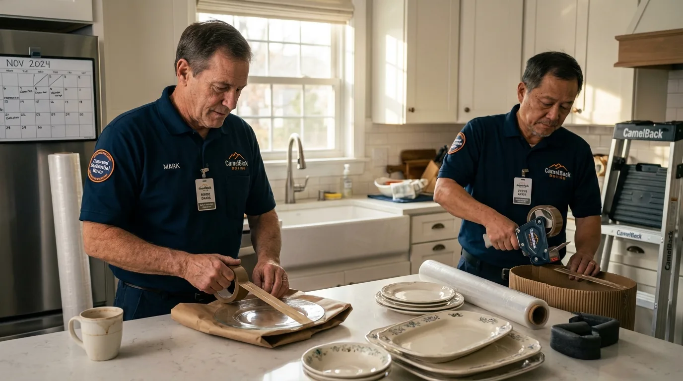 Professional crew packing kitchen dishware in Pima, AZ